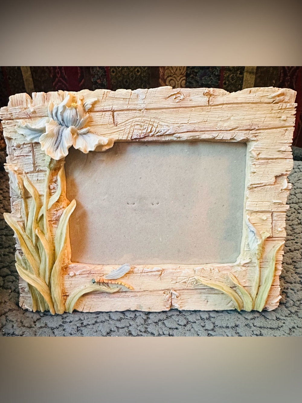 Dragonfly/Iris Picture Frame - Unique Ceramic, For the Nature Lover